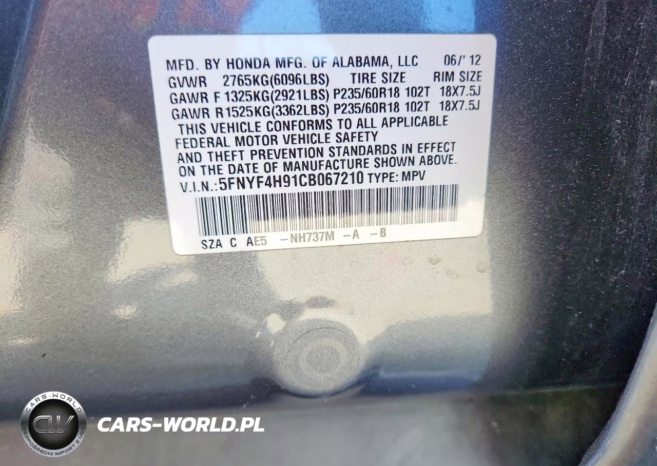 2012 Honda Pilot Touring VIN:5FNYF4H91CB067210 - 13