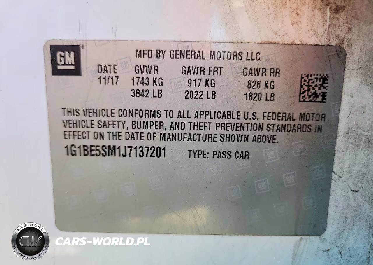 2018 Chevrolet Cruze Lt VIN:1G1BE5SM1J7137201 - 12