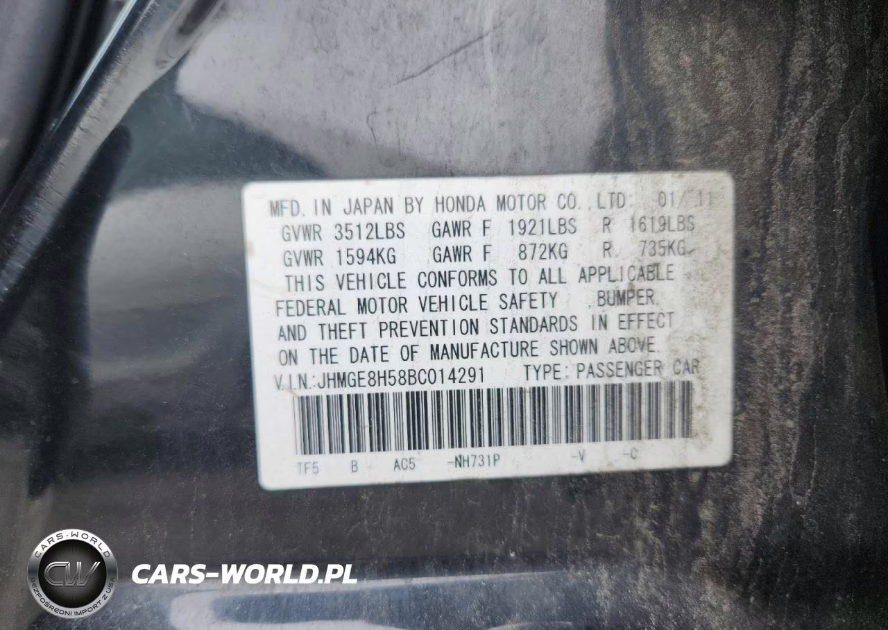 2011 Honda Fit Sport VIN:JHMGE8H58BC014291 - 12
