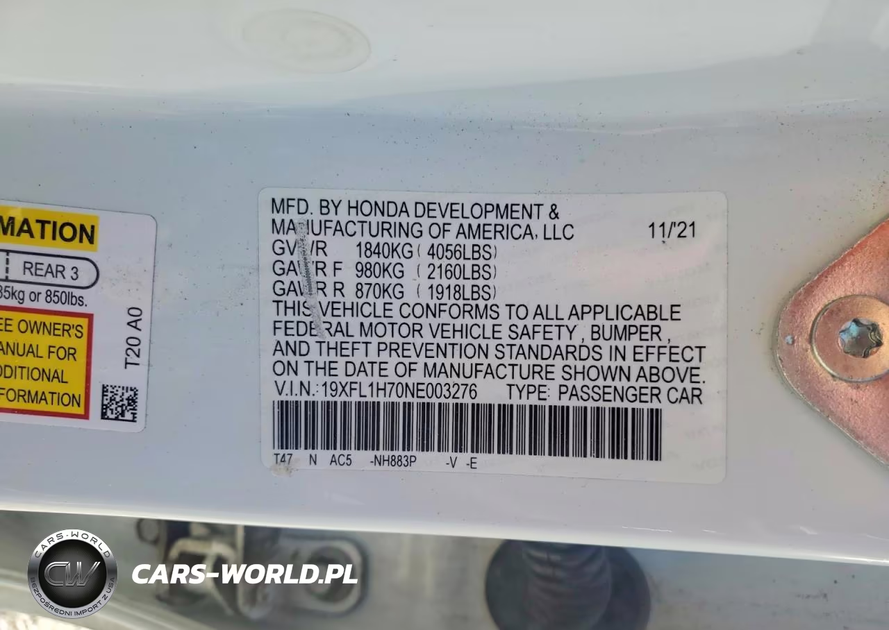 2022 Honda Civic Exl VIN:19XFL1H70NE003276 - 13