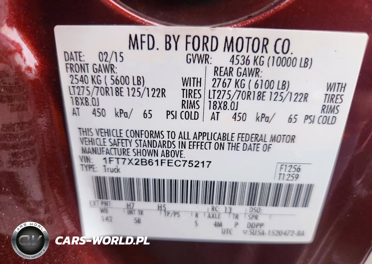 2015 Ford F250 Super Duty VIN:1FT7X2B61FEC75217 - 12