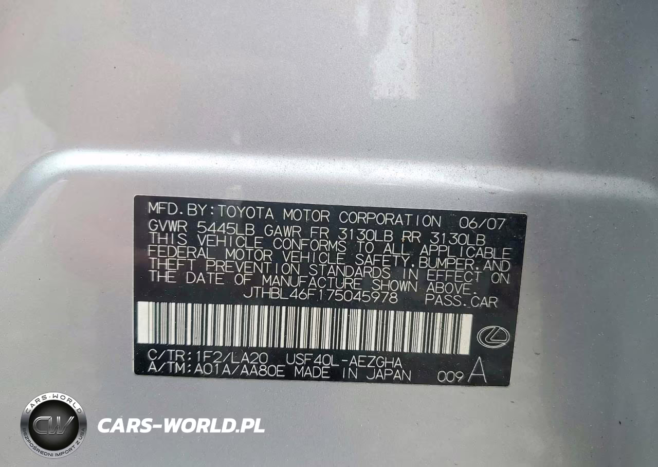 2007 Lexus Ls 460 VIN:JTHBL46F175045978 - 13