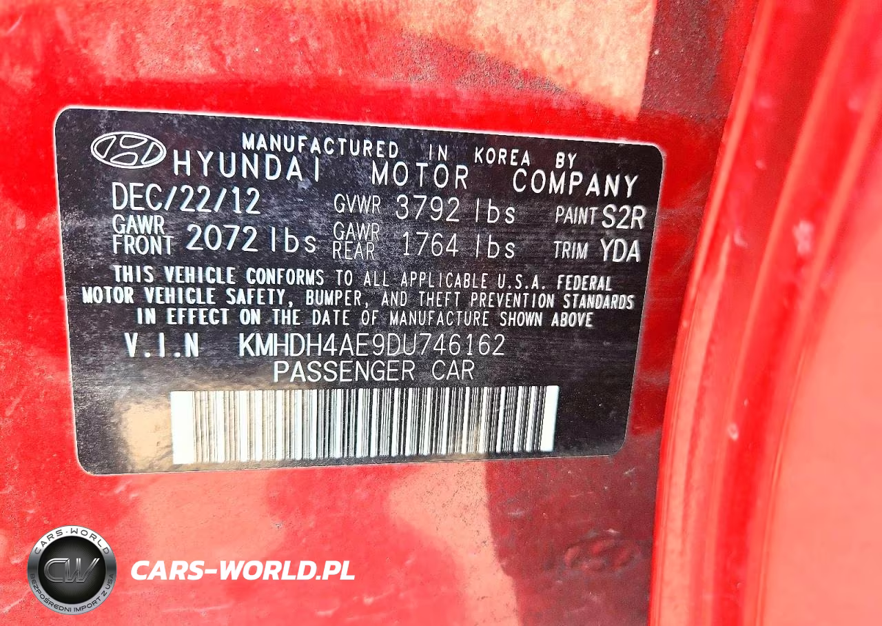 2013 Hyundai Elantra Limited VIN:KMHDH4AE9DU746162 - 12