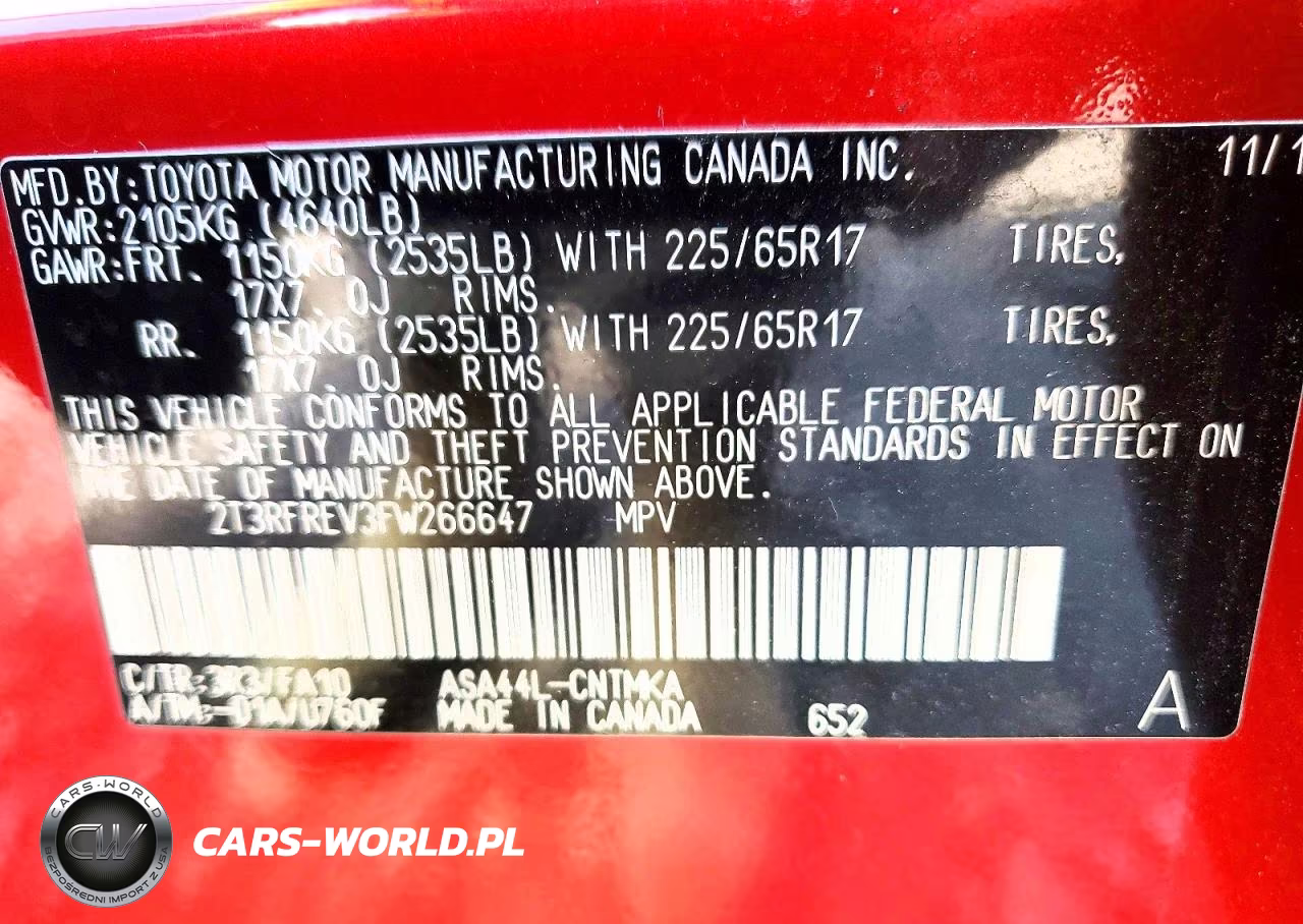 2015 Toyota Rav4 Xle VIN:2T3RFREV3FW266647 - 13