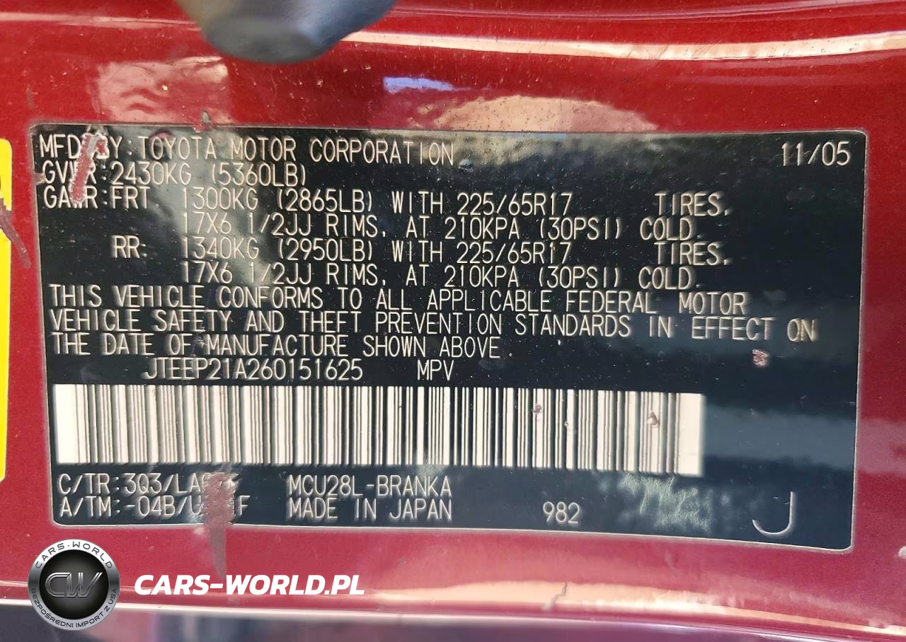 2006 Toyota Highlander Limited VIN:JTEEP21A260151625 - 13
