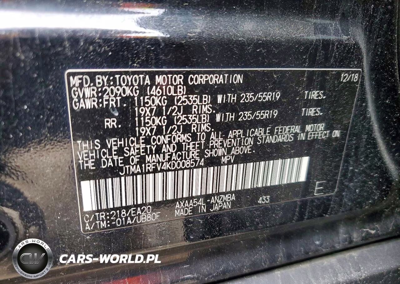 2019 Toyota Rav4 Xle Premium VIN:JTMA1RFV4KD008574 - 13