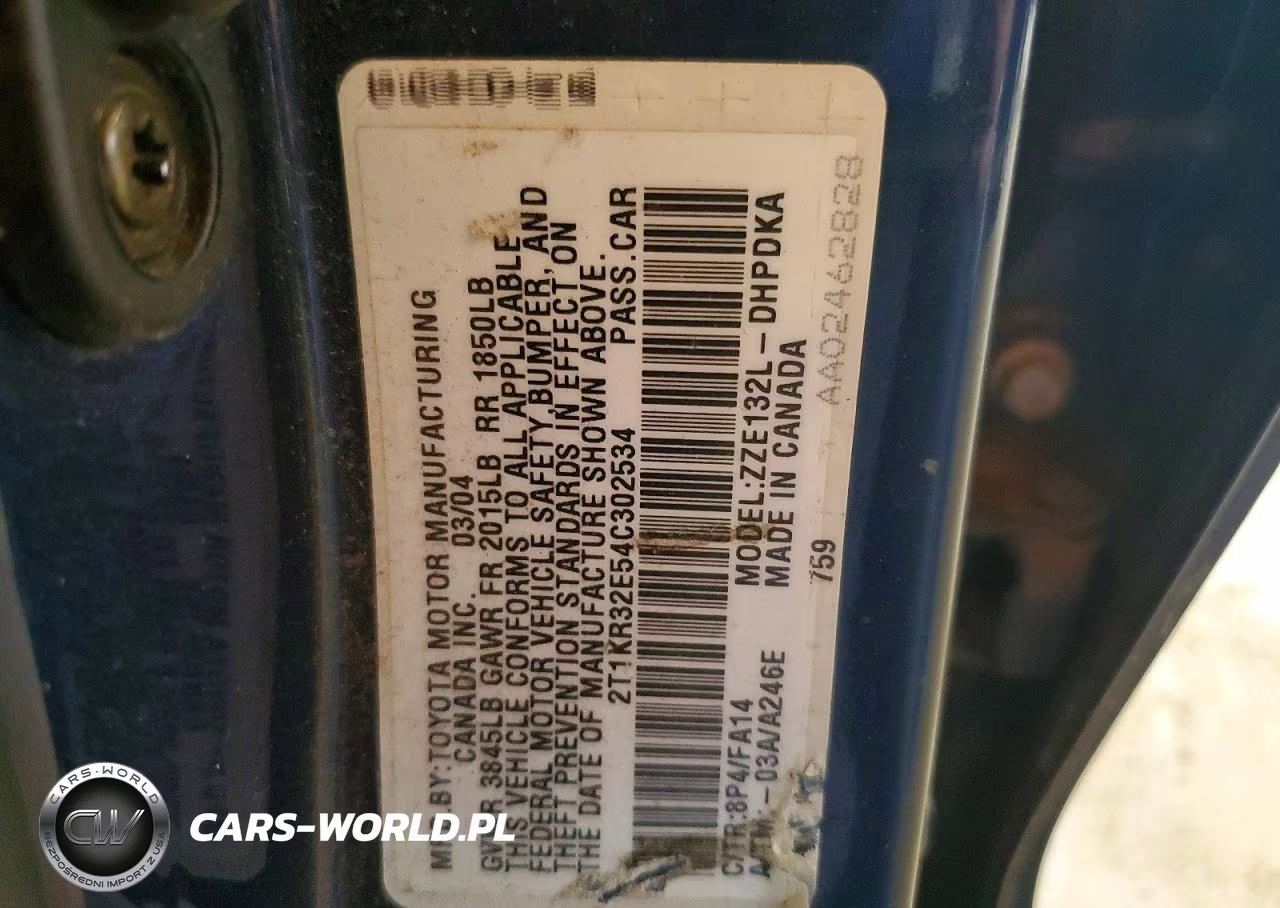 2004 Toyota Corolla Matrix Xr VIN:2T1KR32E54C302534 - 12