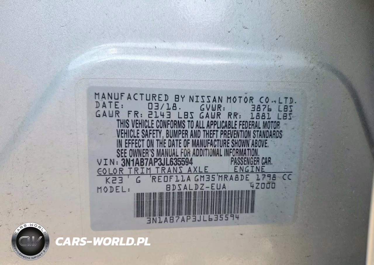 2018 Nissan Sentra Sv VIN:3N1AB7AP3JL635594 - 12