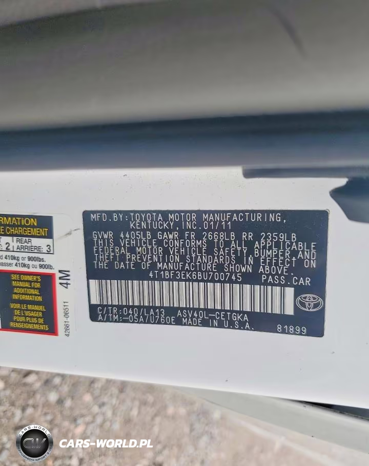 2011 Toyota Camry Xle VIN:4T1BF3EK6BU700745 - 12