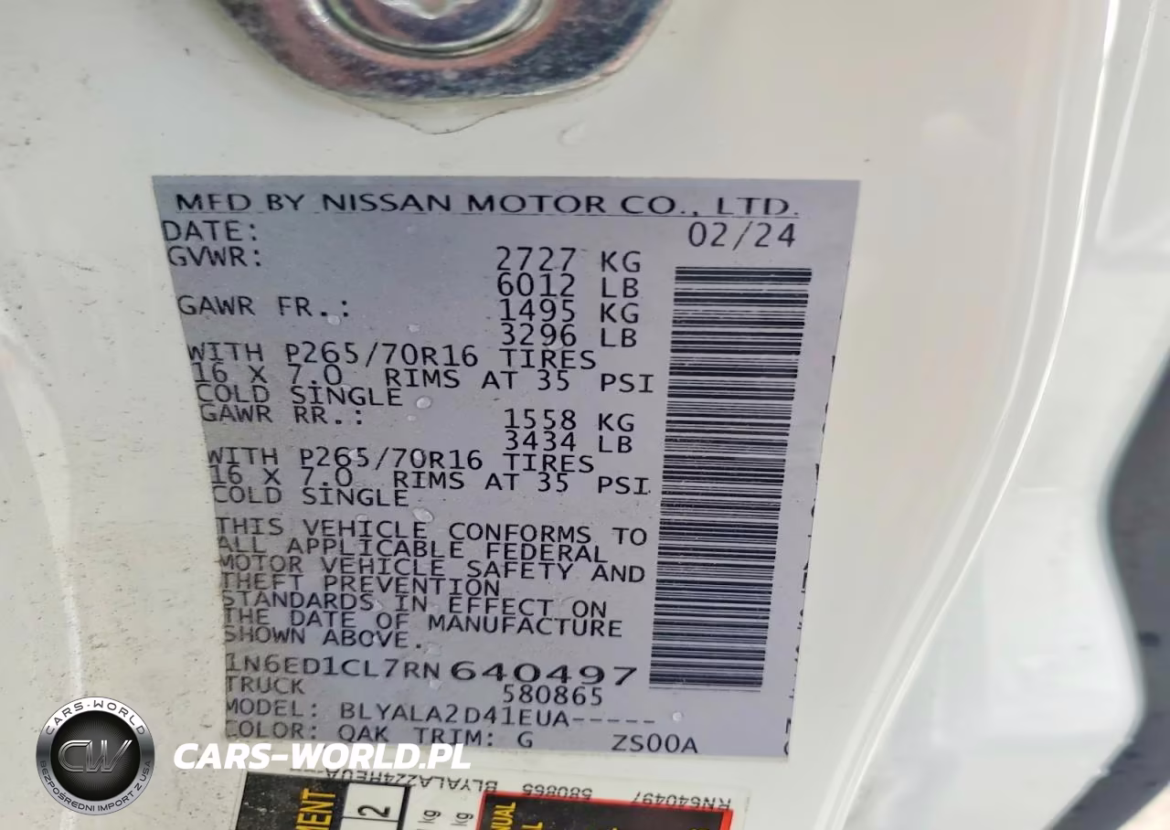 2024 Nissan Frontier S VIN:1N6ED1CL7RN640497 - 13
