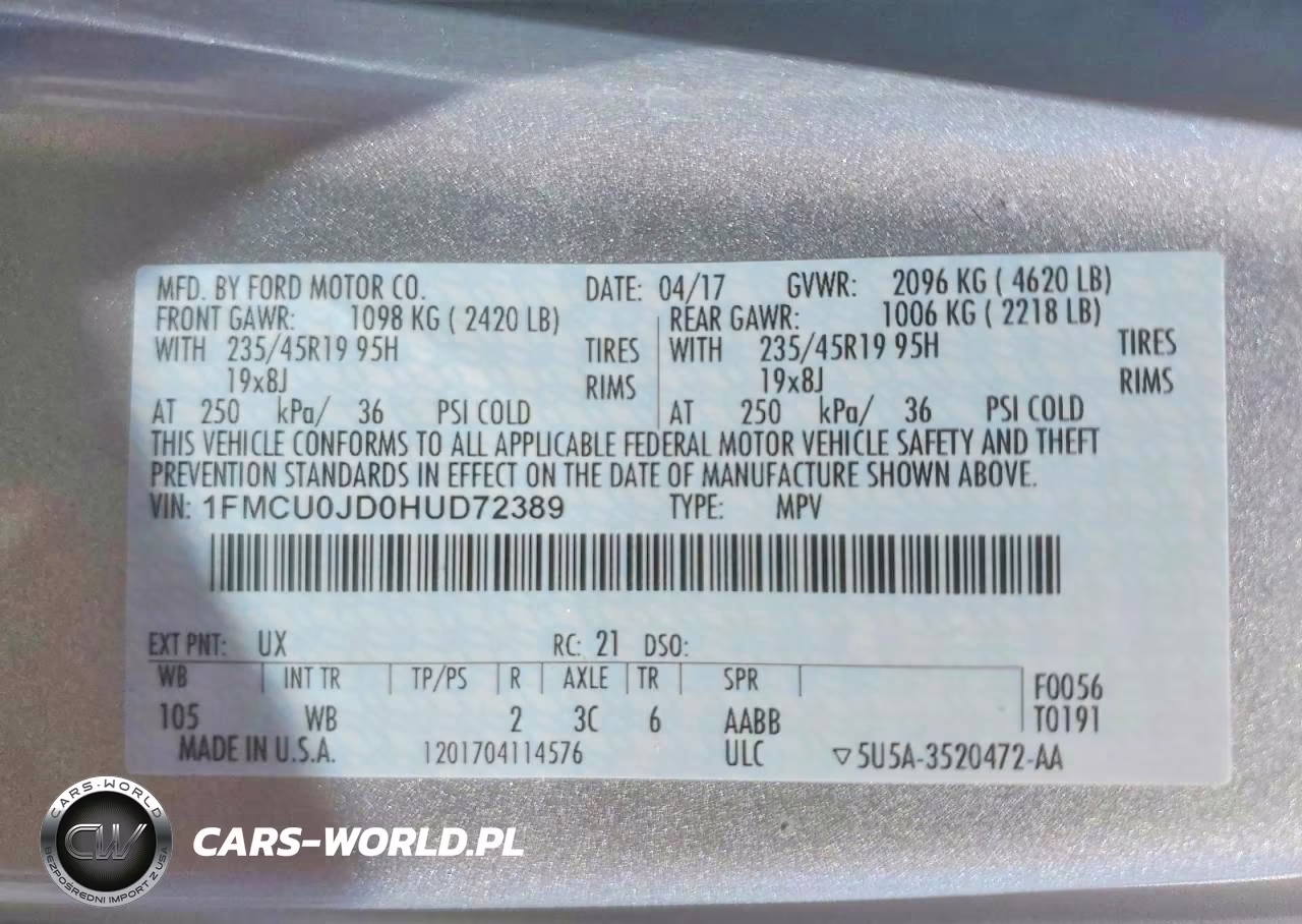 2017 Ford Escape Titanium VIN:1FMCU0JD0HUD72389 - 13