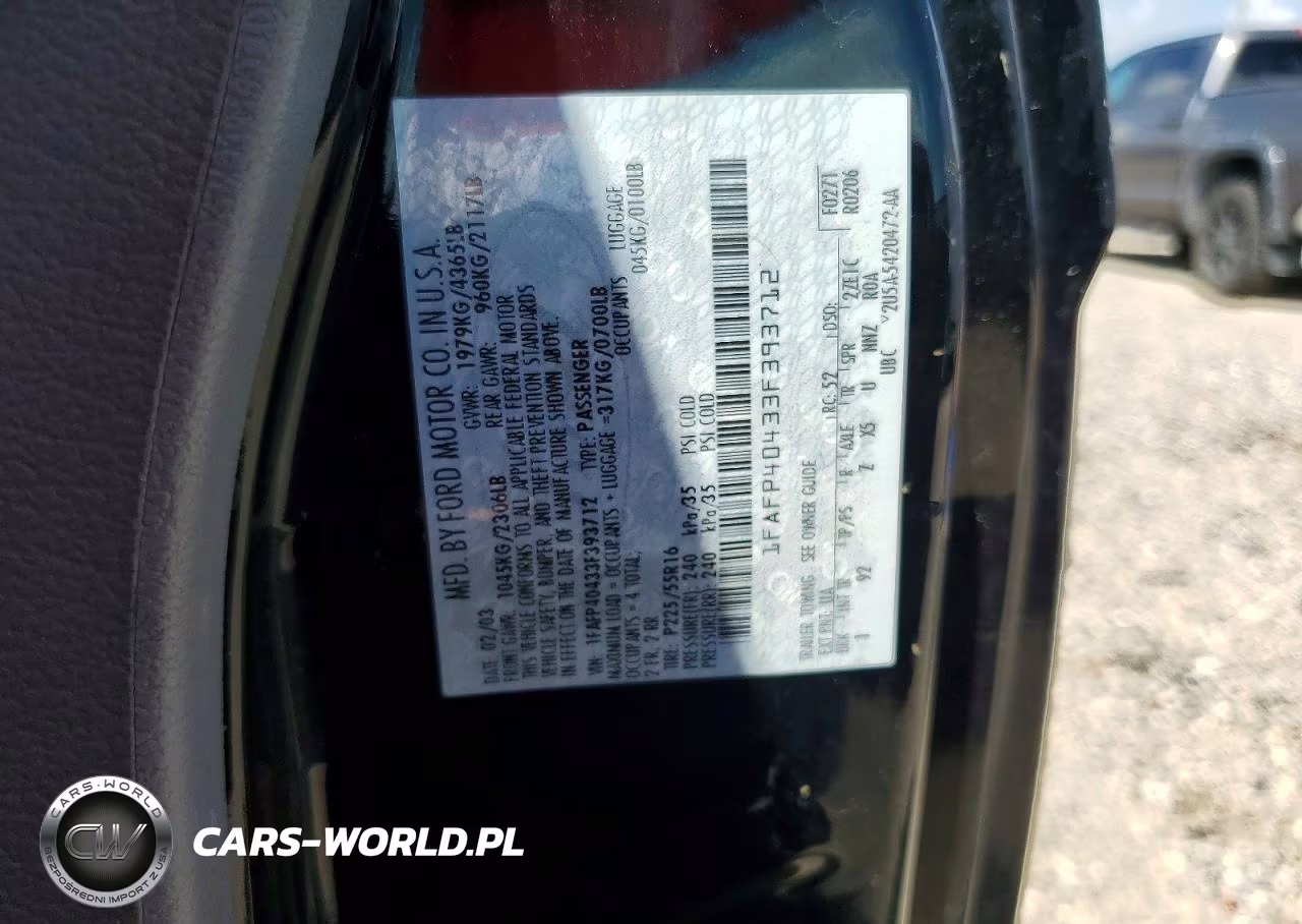 2003 Ford Mustang VIN:1FAFP40433F393712 - 12