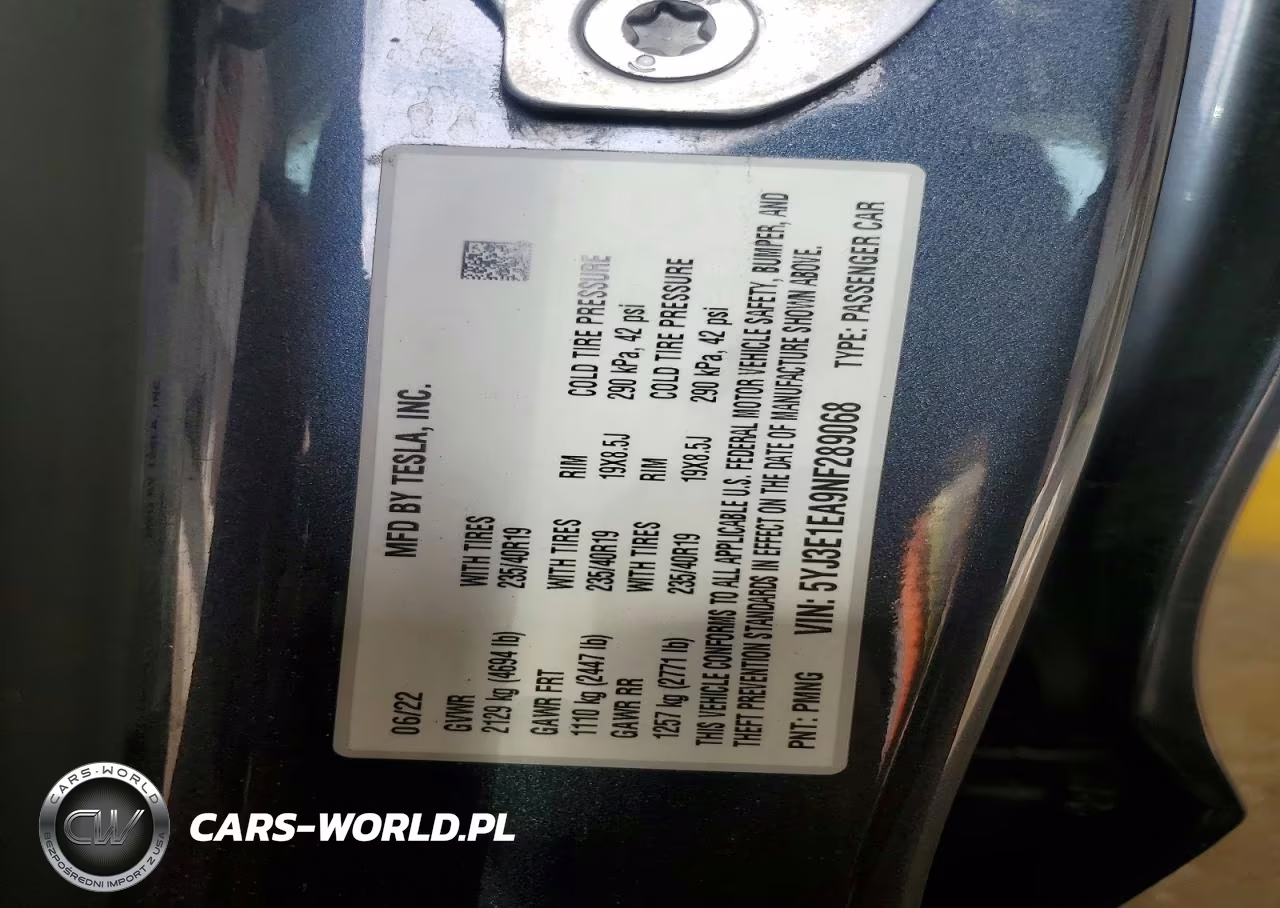 2022 Tesla Model 3 VIN:5YJ3E1EA9NF289068 - 12