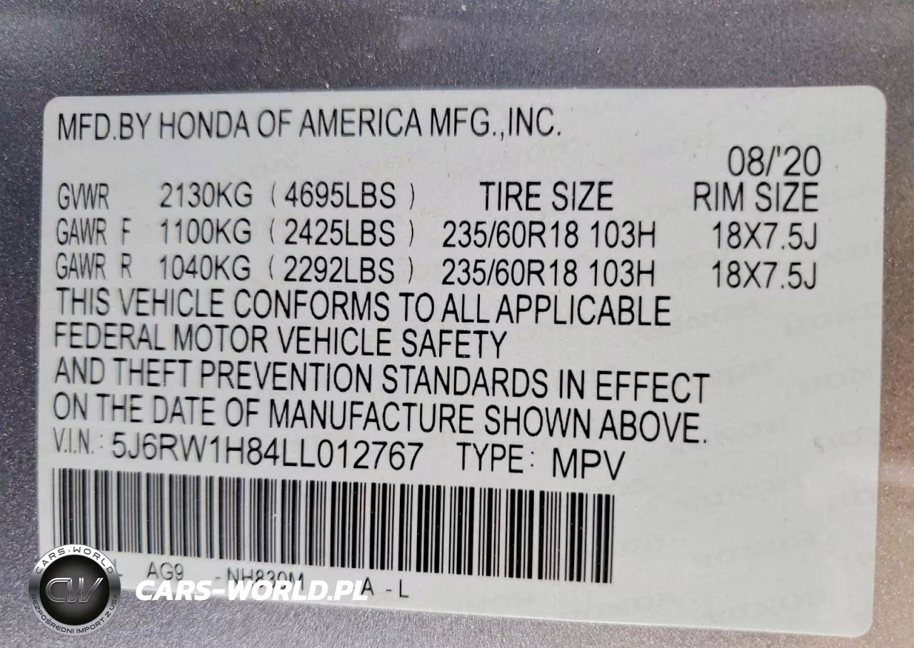 2020 Honda Cr-V Exl VIN:5J6RW1H84LL012767 - 12