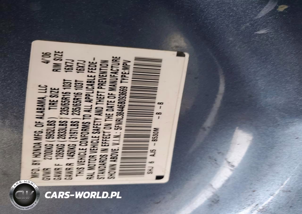 2006 Honda Odyssey Ex VIN:5FNRL38446B093669 - 13