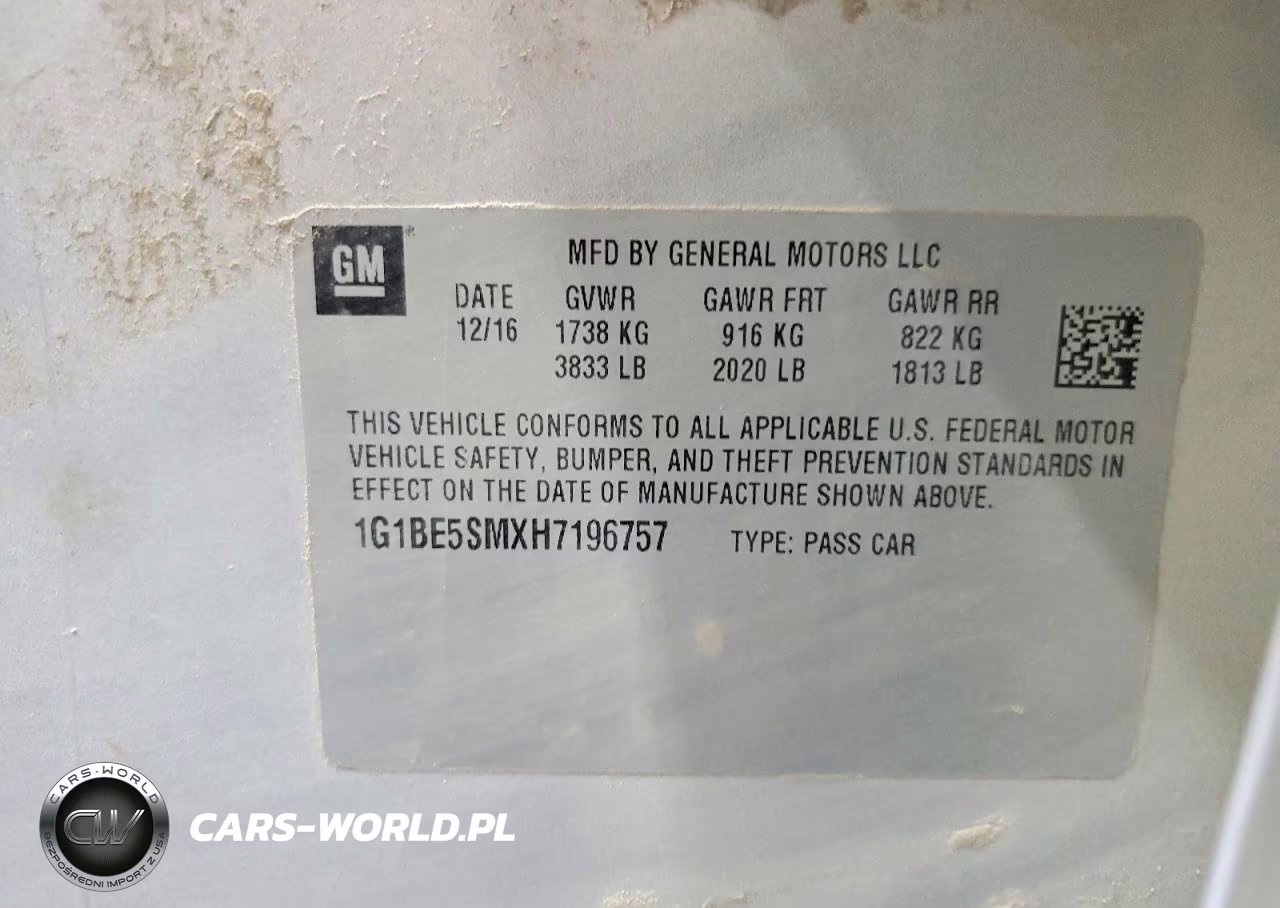 2017 Chevrolet Cruze Lt VIN:1G1BE5SMXH7196757 - 12