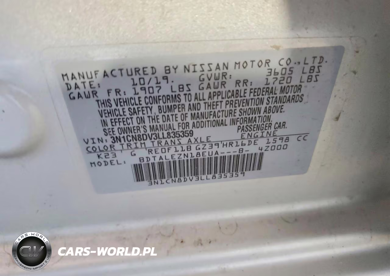2020 Nissan Versa S VIN:3N1CN8DV3LL835359 - 12