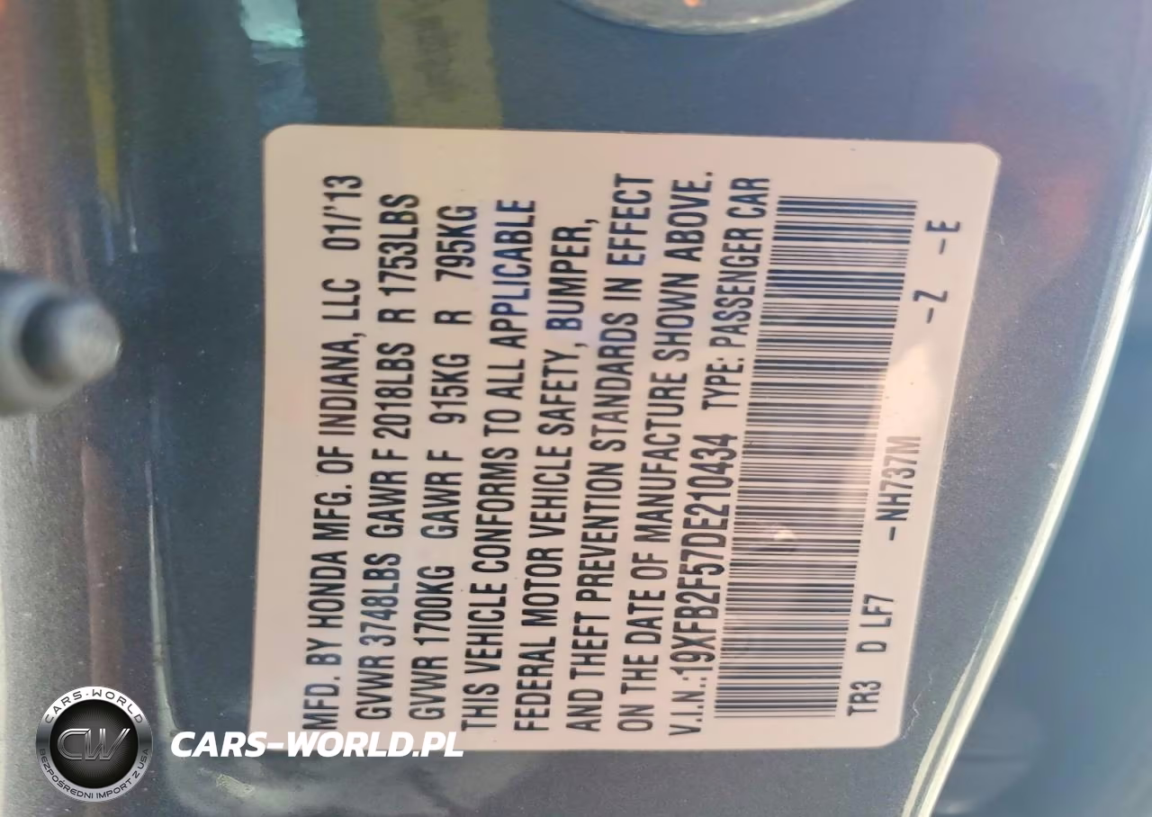 2013 Honda Civic Lx VIN:19XFB2F57DE210434 - 13