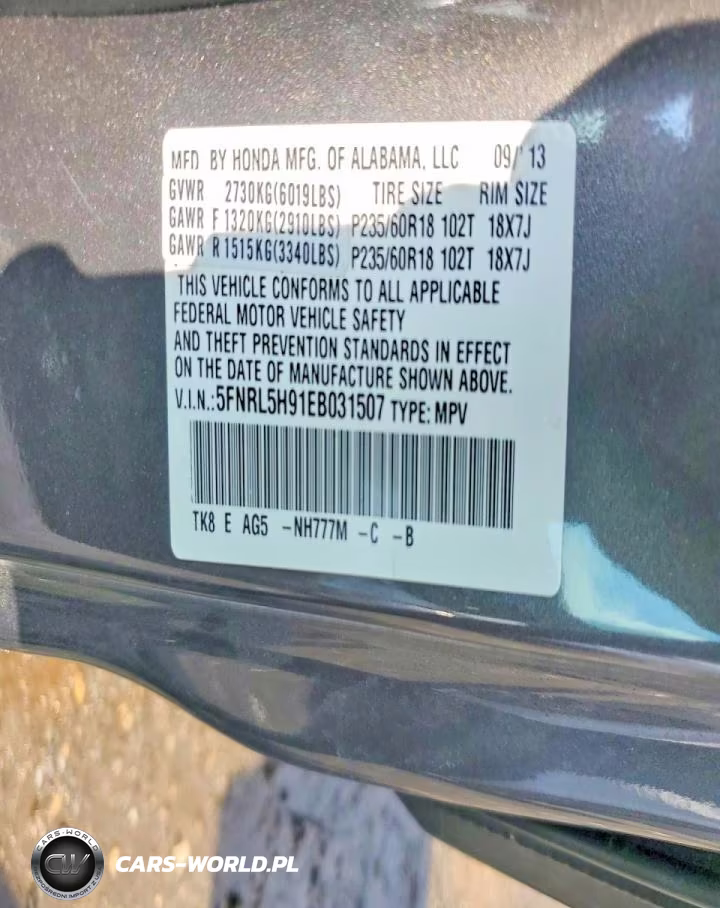 2014 Honda Odyssey Touring VIN:5FNRL5H91EB031507 - 13