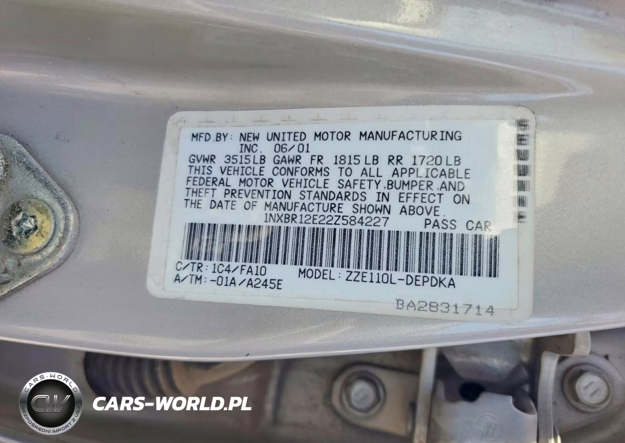 2002 Toyota Corolla Le VIN:1NXBR12E22Z584227 - 12