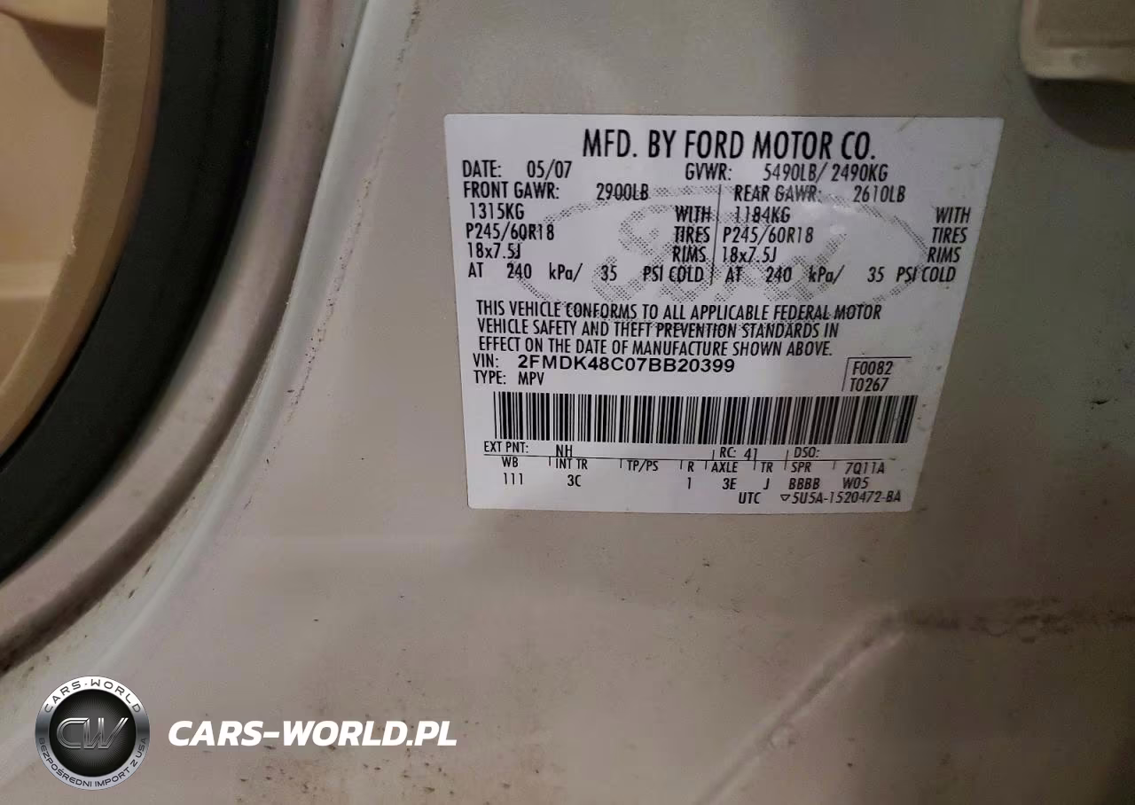 2007 Ford Edge Sel VIN:2FMDK48C07BB20399 - 14