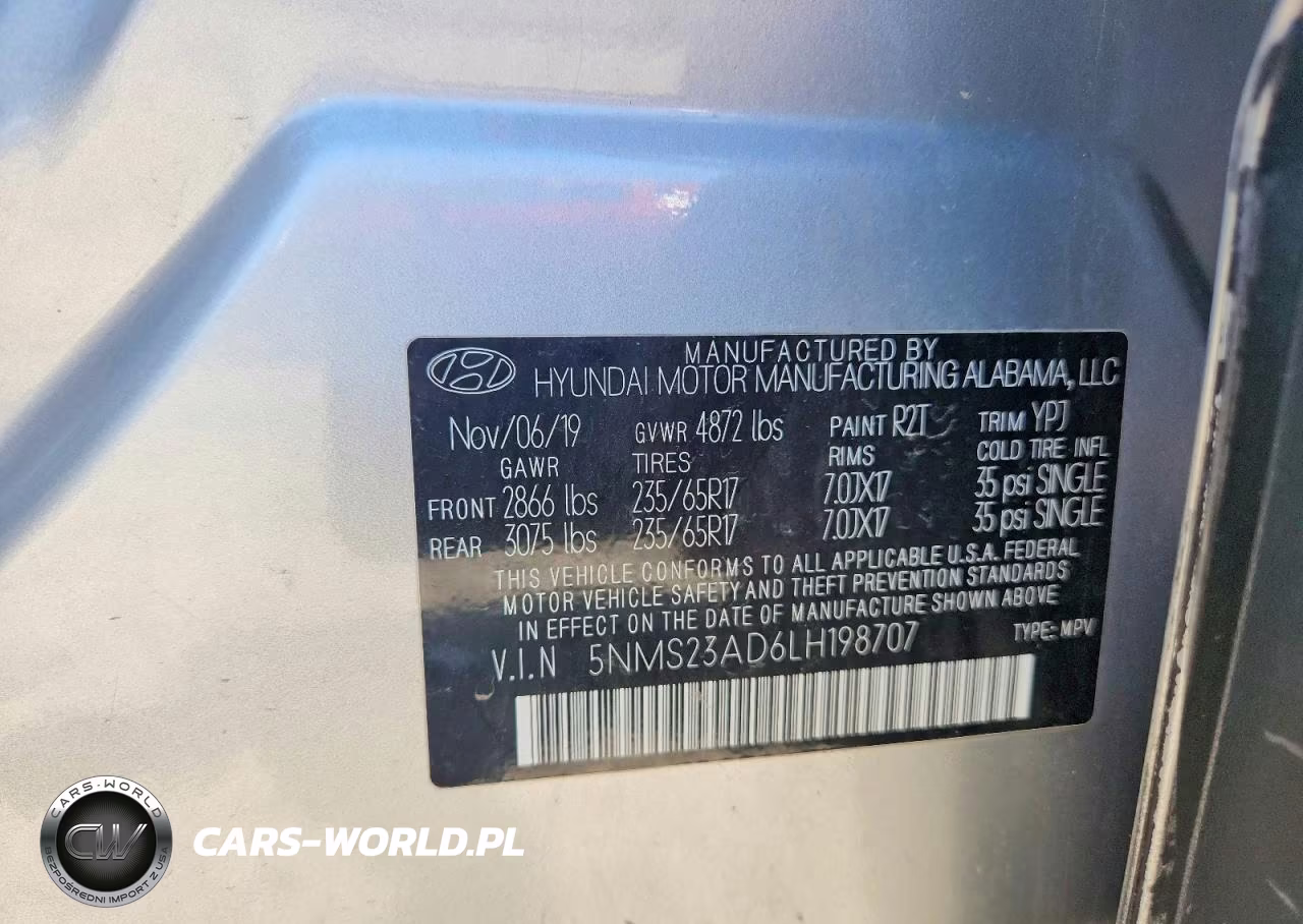 2020 Hyundai Santa Fe Se VIN:5NMS23AD6LH198707 - 13