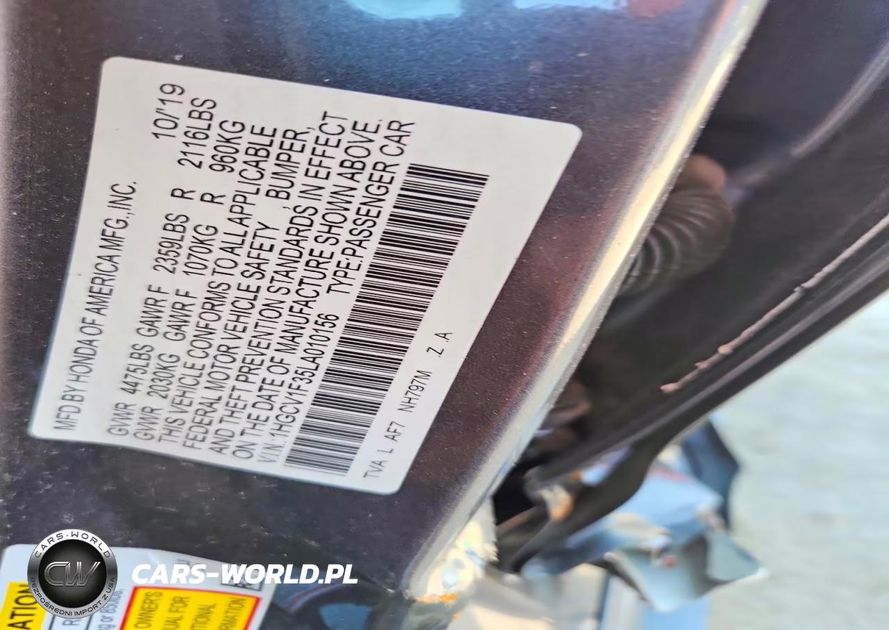 2020 Honda Accord Sport VIN:1HGCV1F35LA010156 - 12