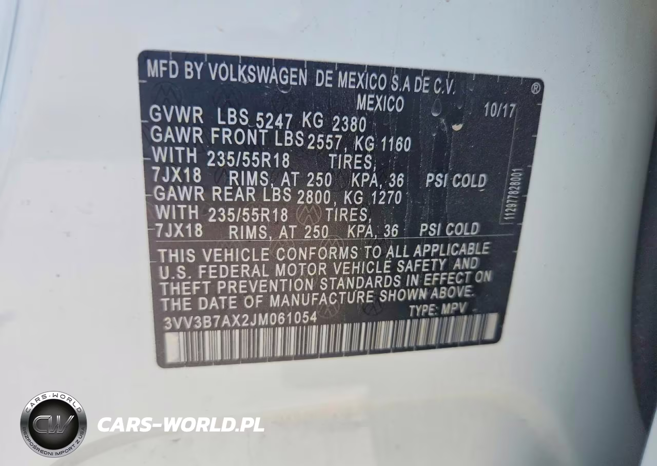 2018 Volkswagen Tiguan Se VIN:3VV3B7AX2JM061054 - 12