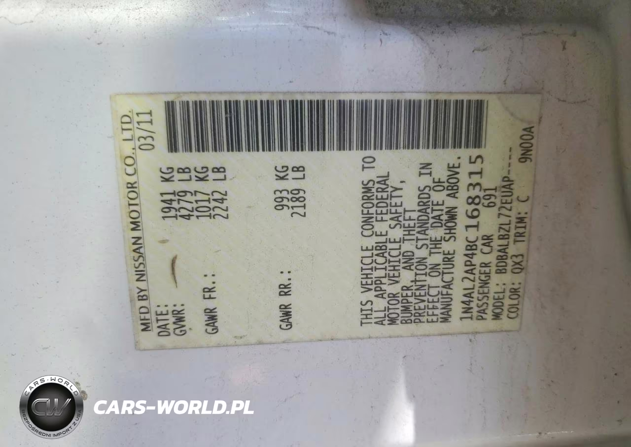 2011 Nissan Altima 2.5 VIN:1N4AL2AP4BC168315 - 12