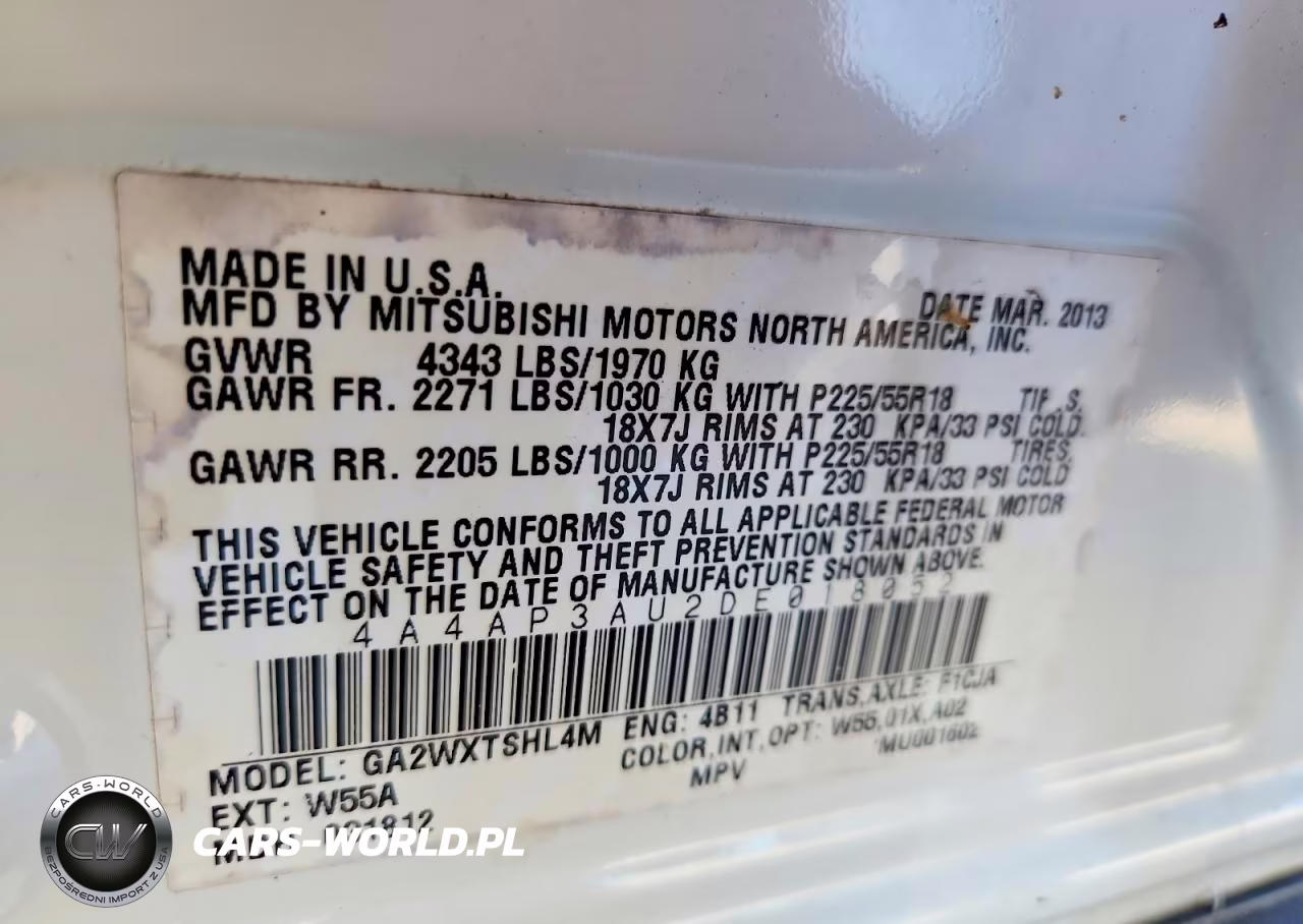 2013 Mitsubishi Outlander Sport Es VIN:4A4AP3AU2DE018052 - 13