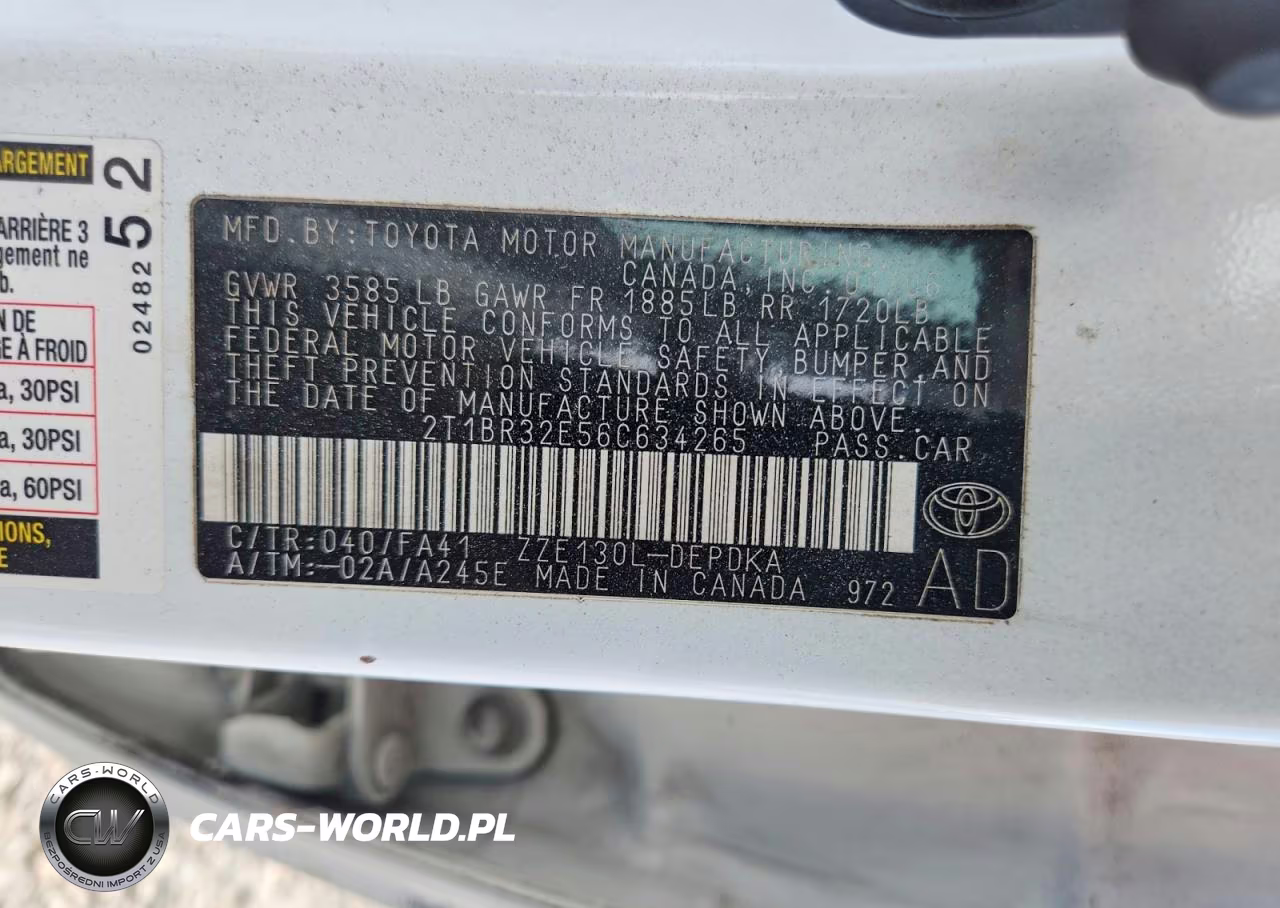 2006 Toyota Corolla Ce VIN:2T1BR32E56C634265 - 12