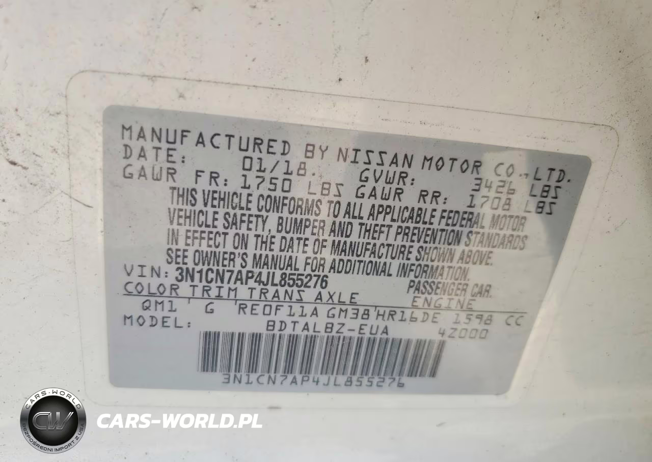 2018 Nissan Versa Sv VIN:3N1CN7AP4JL855276 - 12