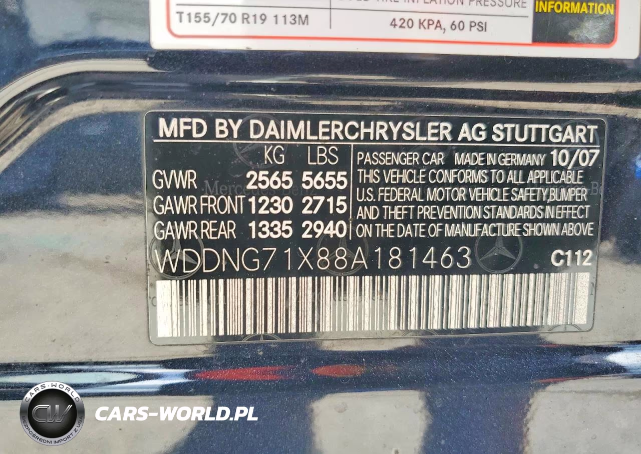 2008 Mercedes-Benz S 550 VIN:WDDNG71X88A181463 - 12