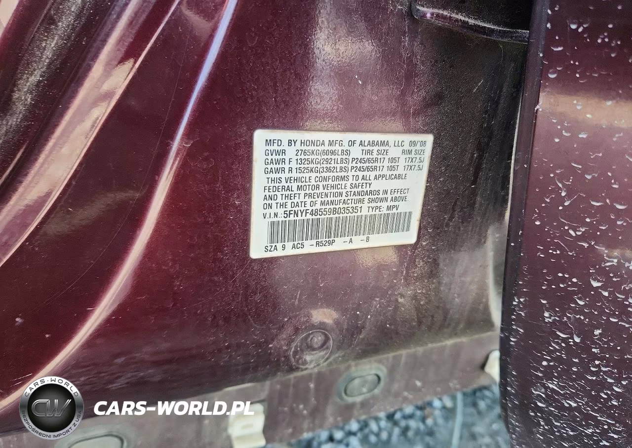 2009 Honda Pilot Exl VIN:5FNYF48559B035351 - 13