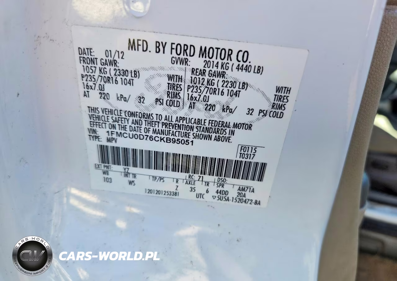 2012 Ford Escape Xlt VIN:1FMCU0D76CKB95051 - 13