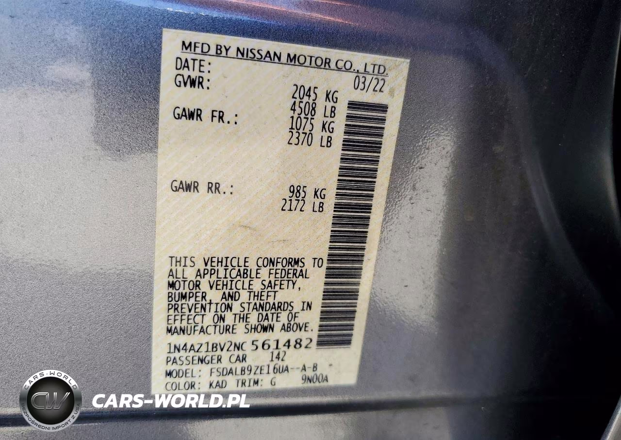 2022 Nissan Leaf S VIN:1N4AZ1BV2NC561482 - 12
