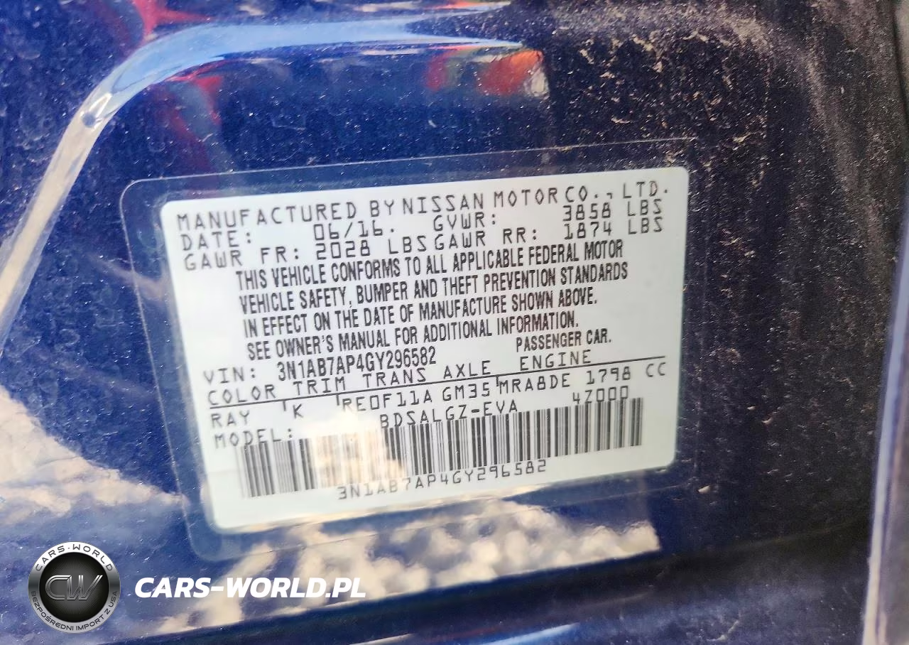 2016 Nissan Sentra Sl VIN:3N1AB7AP4GY296582 - 12