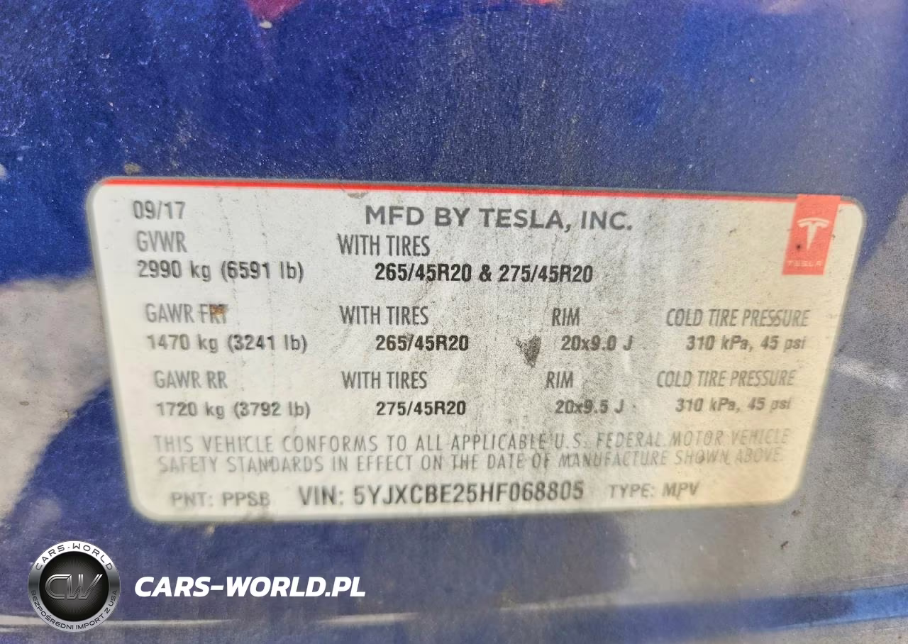 2017 Tesla Model X VIN:5YJXCBE25HF068805 - 14
