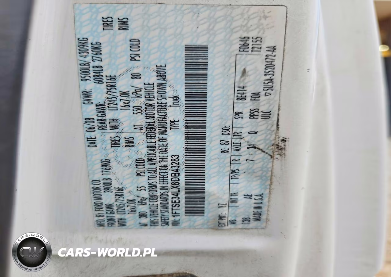 2008 Ford Econoline E350 Super Duty Van VIN:1FTSE34LX8DB43283 - 13
