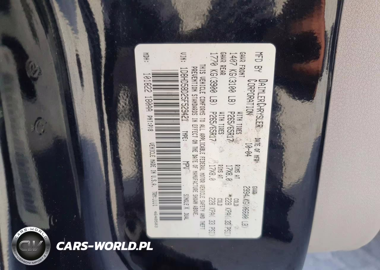 2005 Dodge Durango Limited VIN:1D8HD58D25F529421 - 13