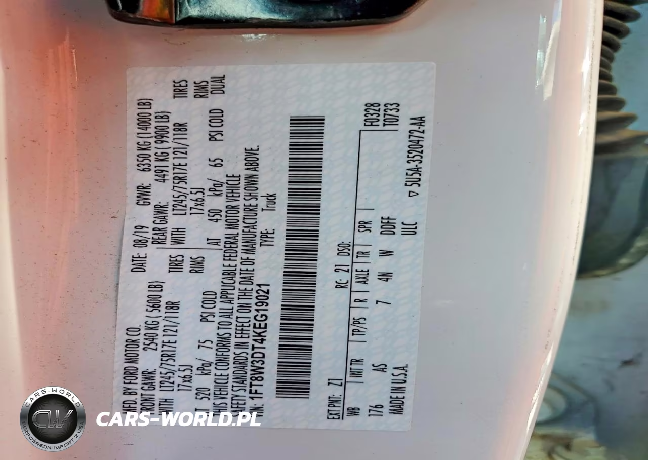 2019 Ford F350 Super Duty VIN:1FT8W3DT4KEG19021 - 12