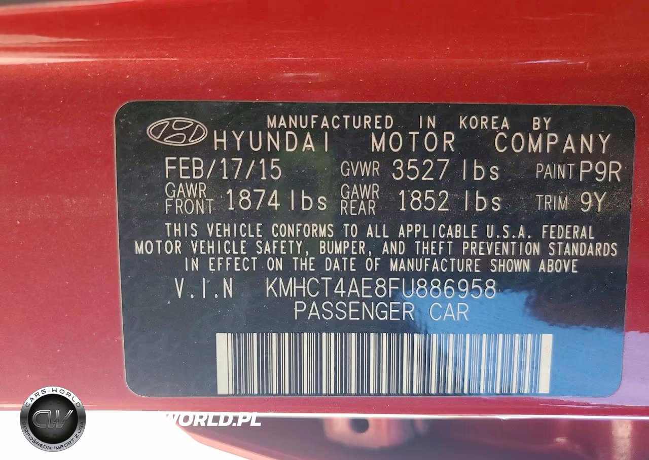 2015 Hyundai Accent Gls VIN:KMHCT4AE8FU886958 - 12