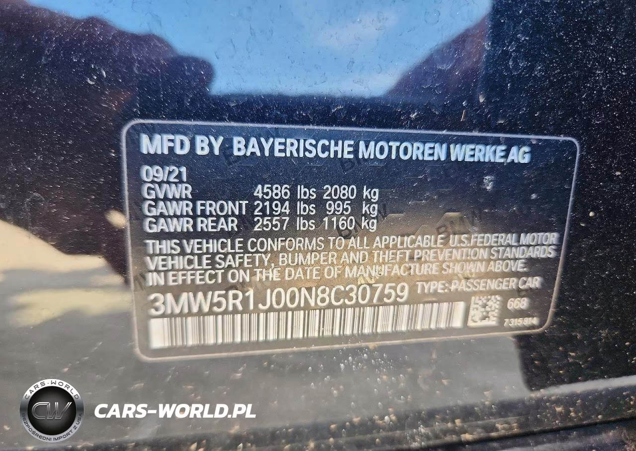 2022 BMW 330I VIN:3MW5R1J00N8C30759 - 12