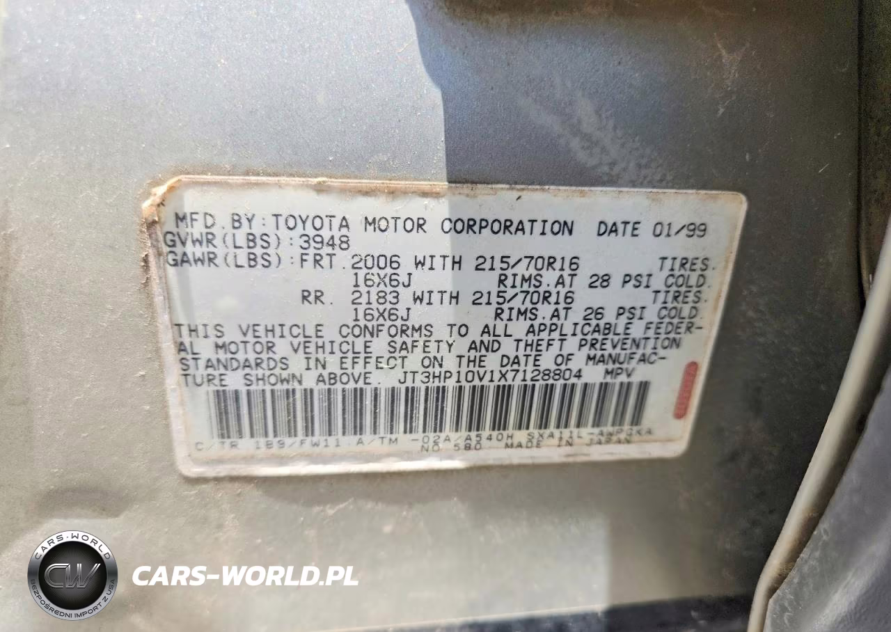 1999 Toyota Rav4 Ev Base VIN:JT3HP10V1X7128804 - 13