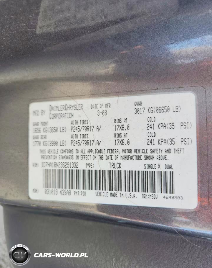 2003 Dodge Ram 1500 VIN:1D7HA18N23S291332 - 12
