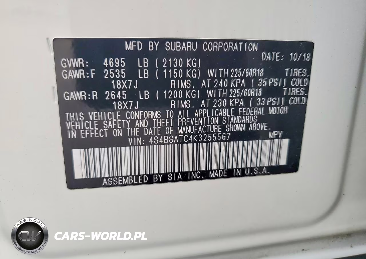 2019 Subaru Outback Touring VIN:4S4BSATC4K3255567 - 13