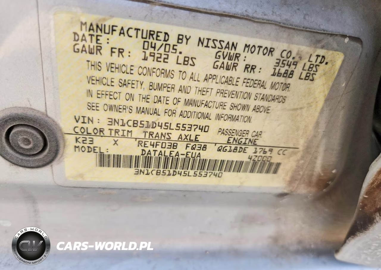 2005 Nissan Sentra 1.8 VIN:3N1CB51D45L553740 - 14