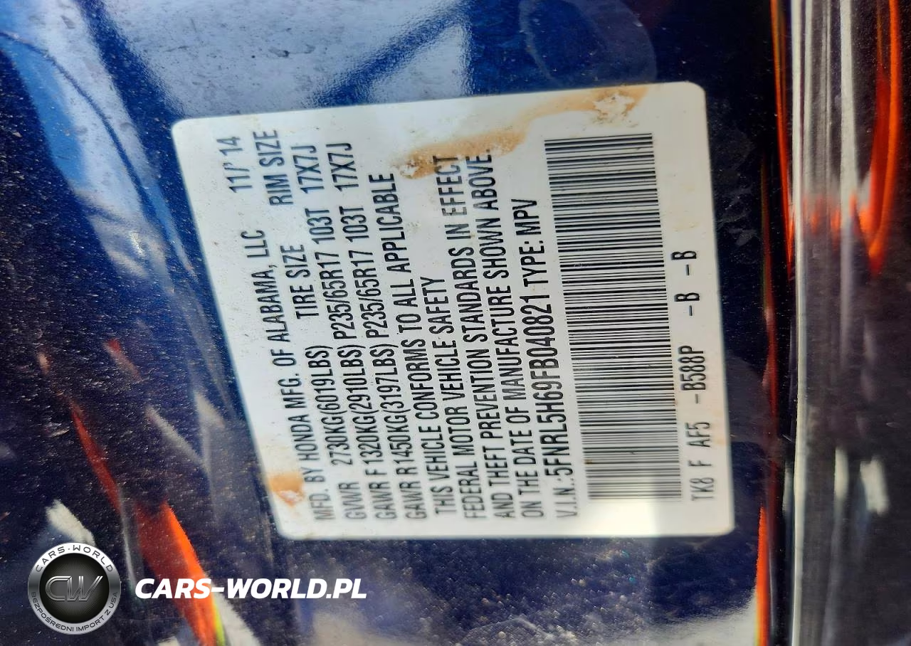 2015 Honda Odyssey Exl VIN:5FNRL5H69FB040821 - 14