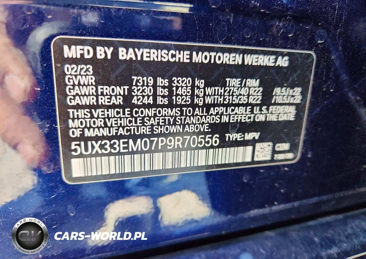 2023 BMW X7 M60I VIN:5UX33EM07P9R70556 - 13