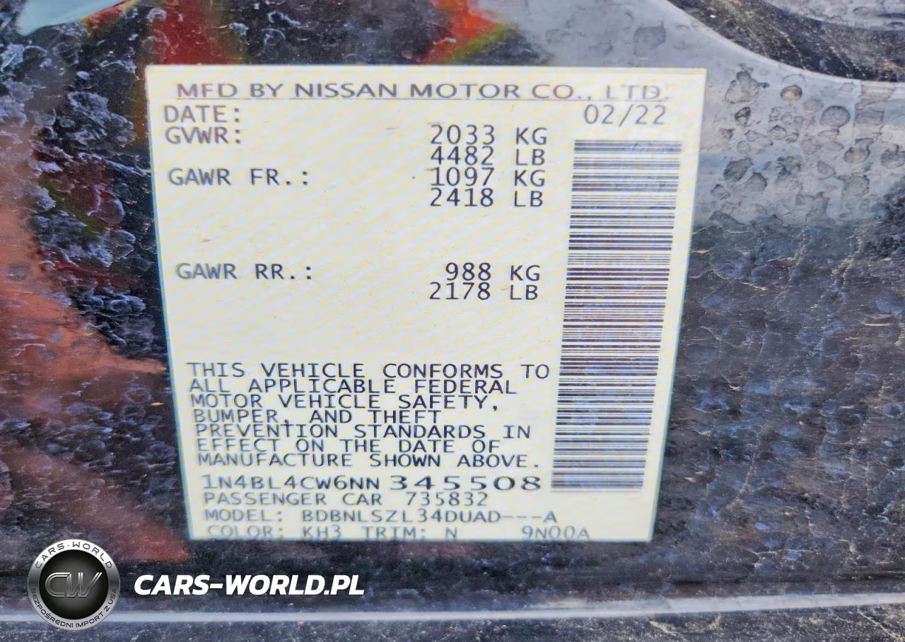 2022 Nissan Altima Sr VIN:1N4BL4CW6NN345508 - 12